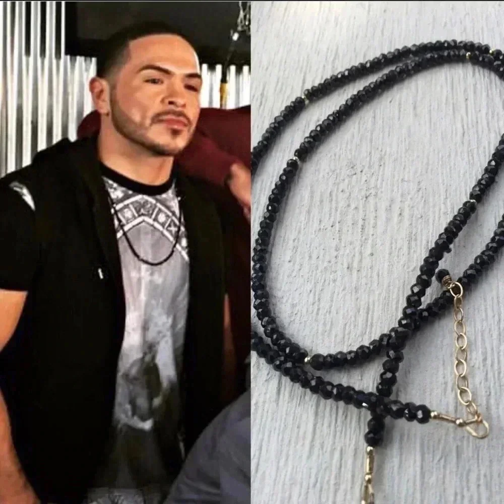Unisex Necklace,Black Spinel,Black Long Necklace,featured On Chocolate City 2 - Picture 1 of 5